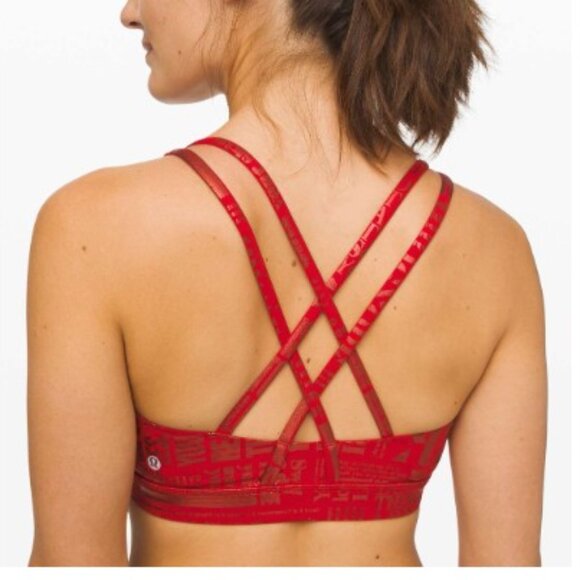 Lululemon Brand Energy Bra Manifesto 20YR Manifesto Foil Dark Red size 10 - Picture 2 of 7